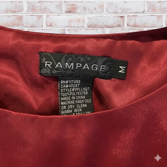 Rampage Red Satin Peplum Short Sleeve Top - Medium - Picture 5 of 5